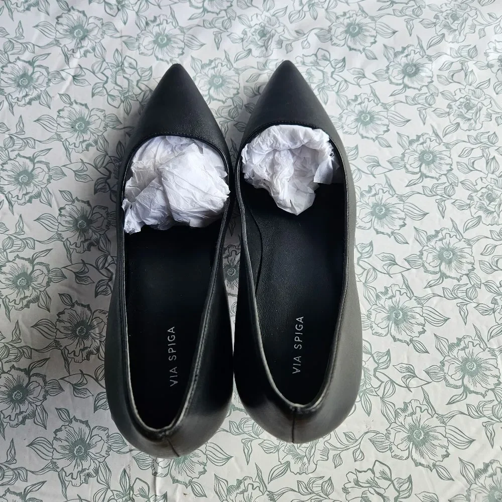 NIB Via Spiga Gya Pointed Toe Black Leather Pump | 8 - Picture 6 of 7
